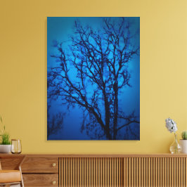 ガラス越し草抜けツリーブルー抽象芸術アート キャンバスプリント