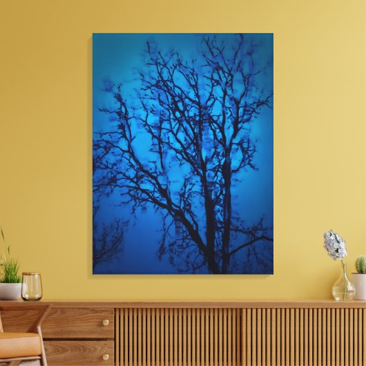 ガラス越し草抜けツリーブルー抽象芸術アート キャンバスプリント (インサイチュ (リビング))