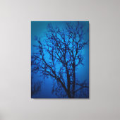 ガラス越し草抜けツリーブルー抽象芸術アート キャンバスプリント (正面)