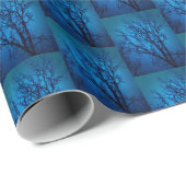 ガラス越し、しだれツリーブルー抽象芸術パターン ラッピングペーパー (ロールコーナー)