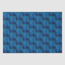 ガラス越し、しだれツリーブルー抽象芸術パターン 薄葉紙