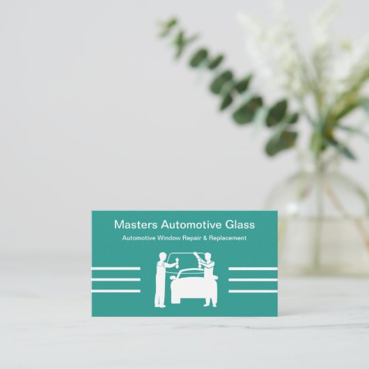 ガラス車の修理交換名刺 名刺 (スタンド正面)