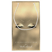 ガラス金ゴールドグリッターメイクアップまつげ美しい白 スモールペーパーバッグ (裏面)