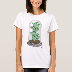 ガラス鐘2の緑の蝶 Tシャツ