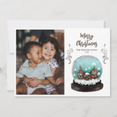 ガラス雪だるま冬の村の写真クリスマス シーズンカード (正面)
