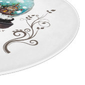 ガラス雪だるま冬の村の葉のクリスマス カッティングボード (角)