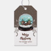 ガラス雪だるま冬の村の葉のクリスマス ギフトタグ (正面)