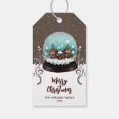 ガラス雪だるま冬の村の葉のクリスマス ギフトタグ (裏面)