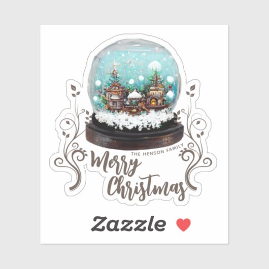 ガラス雪だるま冬の村の葉のクリスマス シール (シート)