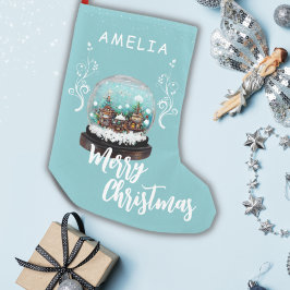 ガラス雪だるま冬の村の葉のクリスマス スモールクリスマスストッキング