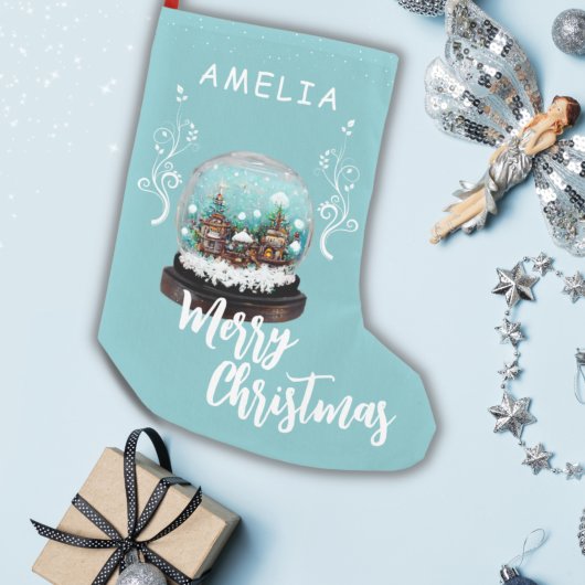 ガラス雪だるま冬の村の葉のクリスマス スモールクリスマスストッキング