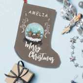 ガラス雪だるま冬の村の葉のクリスマス スモールクリスマスストッキング