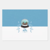 ガラス雪だるま冬の村の葉のクリスマス ラッピングペーパーシート (正面)