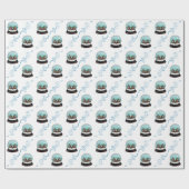 ガラス雪だるま冬の村スノーウィーククリスマス ラッピングペーパー (フラット)