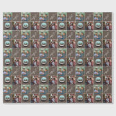 ガラス雪だるま村ブラウンクリスマス2写真 ラッピングペーパー (フラット)