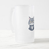 ガラス頭が切れるすりガラスのマグカップ付き猫 フロストグラスビールジョッキ (正面左)