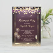  ガラス風船グリッターゴールドバーガンディ退職 招待状 (スタンド正面)