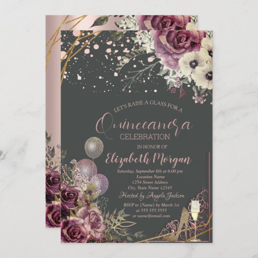 ガラス風船グリッターハイルフラワーカーニーニェラ 招待状 (正面/裏面)