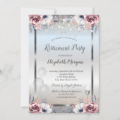 ガラス風船シルバーグリッターバラ退職 招待状 (正面)