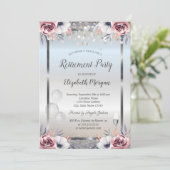 ガラス風船シルバーグリッターバラ退職 招待状 (スタンド正面)