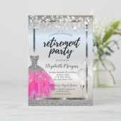 ガラス風船ドレスシルバーグリッター退職 招待状 (スタンド正面)