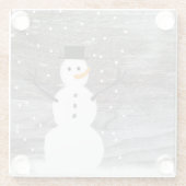 ガラス飲み物のコースターの素朴なクリスマスのかわいい雪だるま ガラスコースター (裏面)