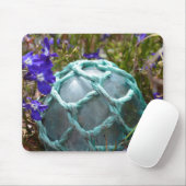 ガラス魚釣りフロート及び花 マウスパッド (マウス)