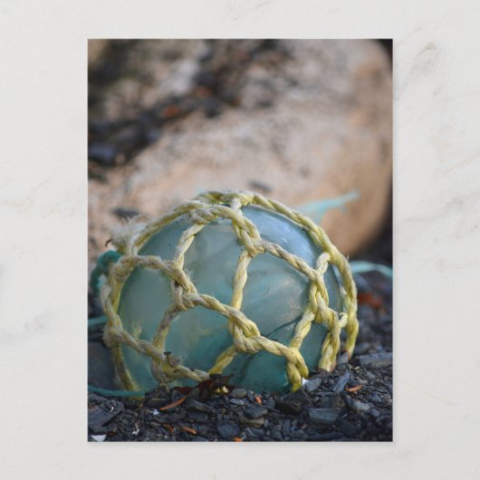 ガラス魚釣りフロート、垂直 ポストカード (正面)