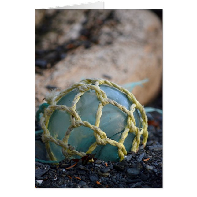 ガラス魚釣り浮き、垂直 (正面)