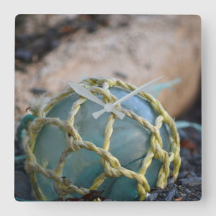 ガラス魚釣り浮き、垂直 スクエア壁時計