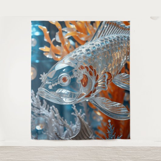 ガラス魚│澄んコイ魚| ラグ –  タペストリー (正面)