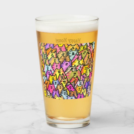 ガラス021 -猫-楽しい時間 タンブラーグラス (ドリンク正面)