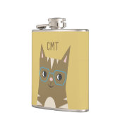 ガラス|のモノグラムを持つかわいいヒップスターの虎猫猫 フラスク (左)