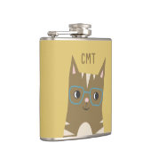 ガラス|のモノグラムを持つかわいいヒップスターの虎猫猫 フラスク (右)