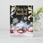 ガラス オーナメント/スノー ゴールド/招待状 招待状 (スタンド正面)