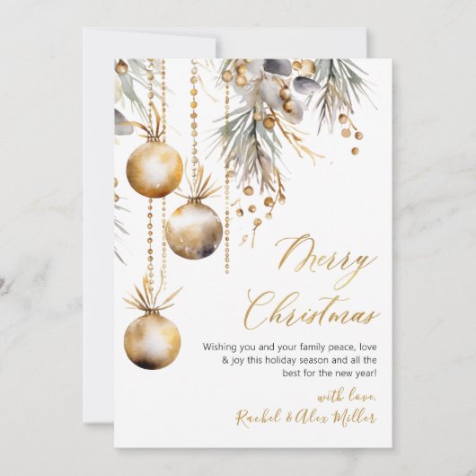 ガラス オーナメント ボタニカル 写真なし メリークリスマス シーズンカード (正面)