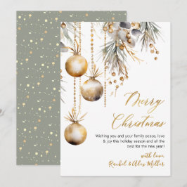 ガラス オーナメント ボタニカル 写真なし メリークリスマス シーズンカード