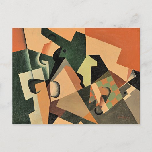 ガラス – ガラスとチェッカーボード ポストカード (正面)