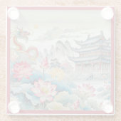 ガラス コースター - ドラゴン、塔 & 花園 (裏面)