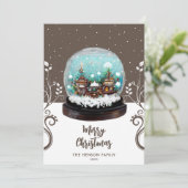 ガラス スノーボール ウィンター ヴィレッジ 植物 クリスマス (スタンド正面)
