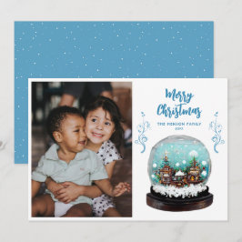 ガラス スノーボール 冬の村の写真 クリスマス