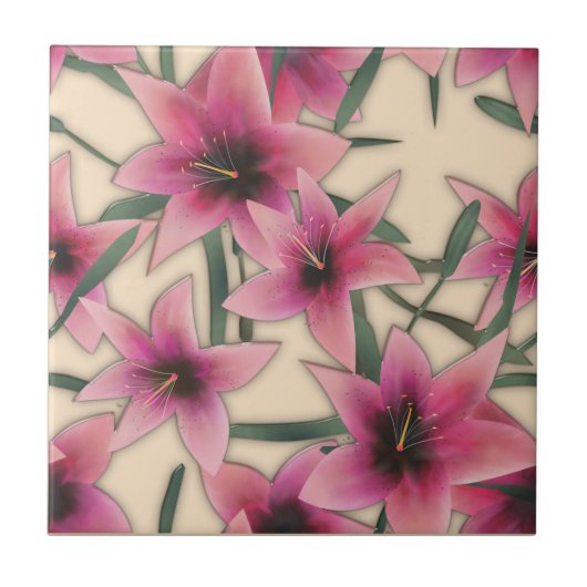 ガラス、ユリ、タイル タイル (正面)