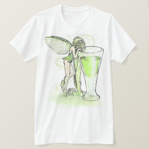 ガラス(文字無し)を持つアブサンのLa料金のVerteの妖精 Tシャツ