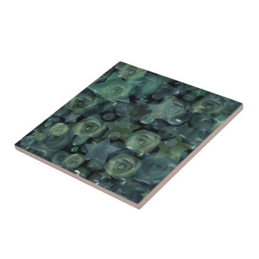 ガラス，星，バラ タイル (側面)