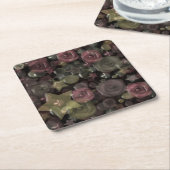 ガラス、星、花セラミックタイル スクエアペーパーコースター (アングル)