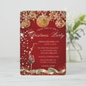 ガラス、雪片ボールレッドカンパニークリスマス 招待状 (スタンド正面)