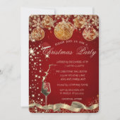 ガラス、雪片ボールレッドカンパニークリスマス 招待状 (正面)