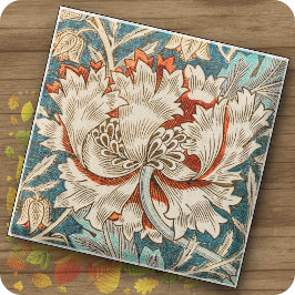 ガラスCOASTER -ハニーサックルデザイン – ウィリアム・モリス ガラスコースター
