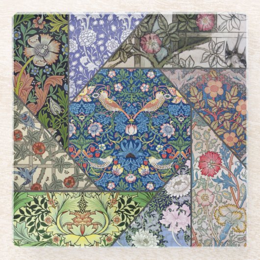 ガラスCOASTER - William Morrisイメージコラージュ ガラスコースター (正面)