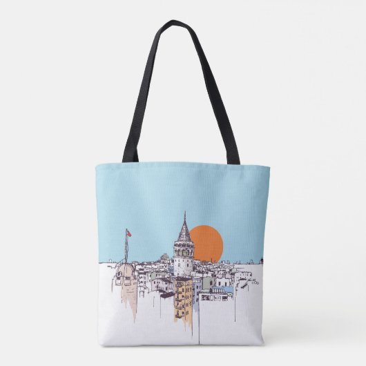 ガラタタワー&ガラタ地区ベヨグルイスタンブ トートバッグ (裏面)